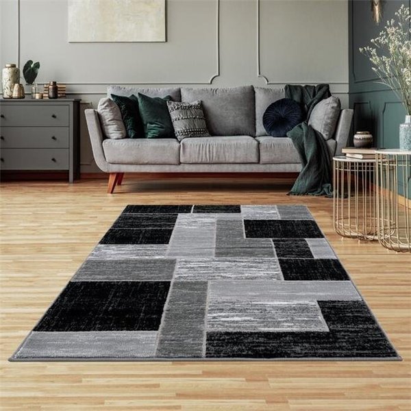 Lbaiet Lbaiet SL973C46 Black Verena Geometric 4 x 6 ft. Rectangle Area Rug; Black & Gray SL973C46 Black